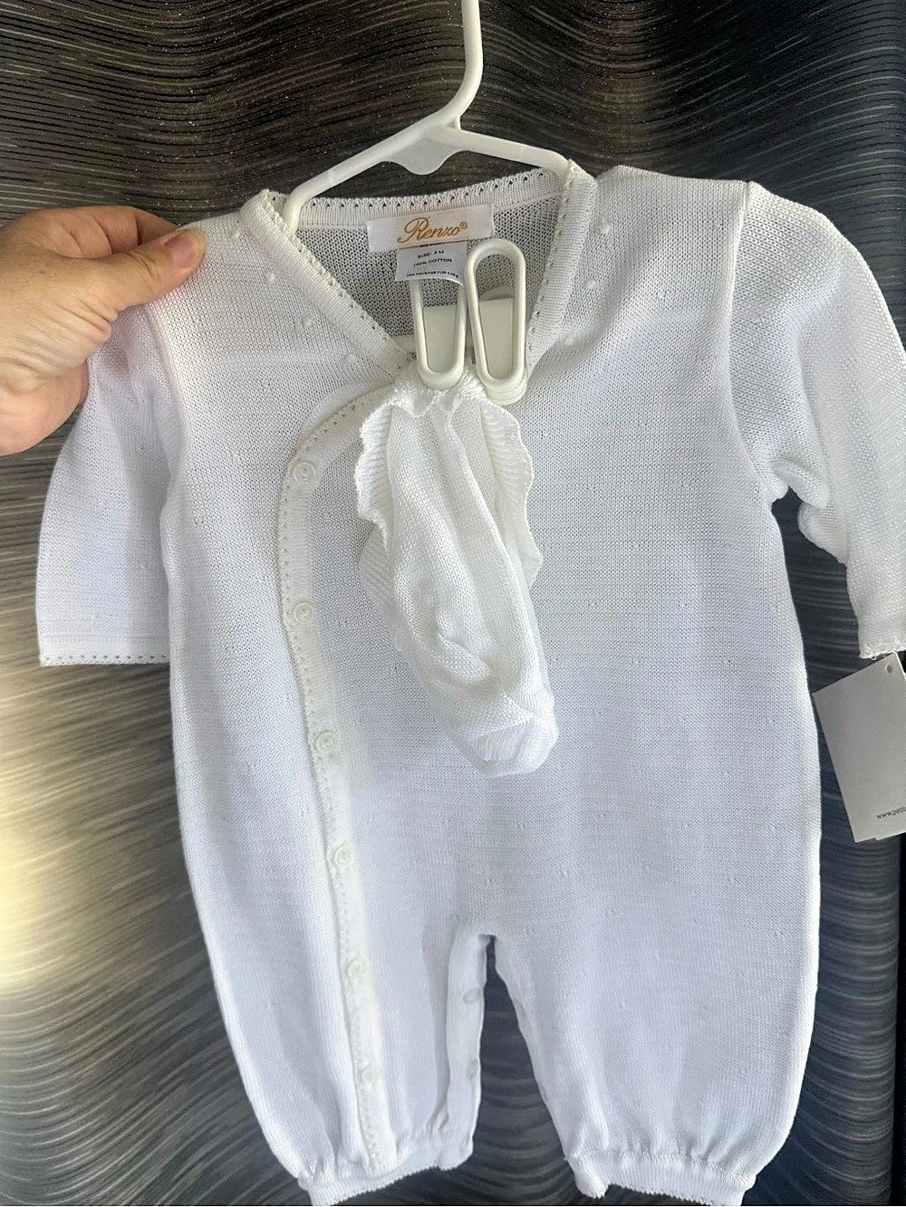 Renzo Baby Knit Footie White 3M NWT
